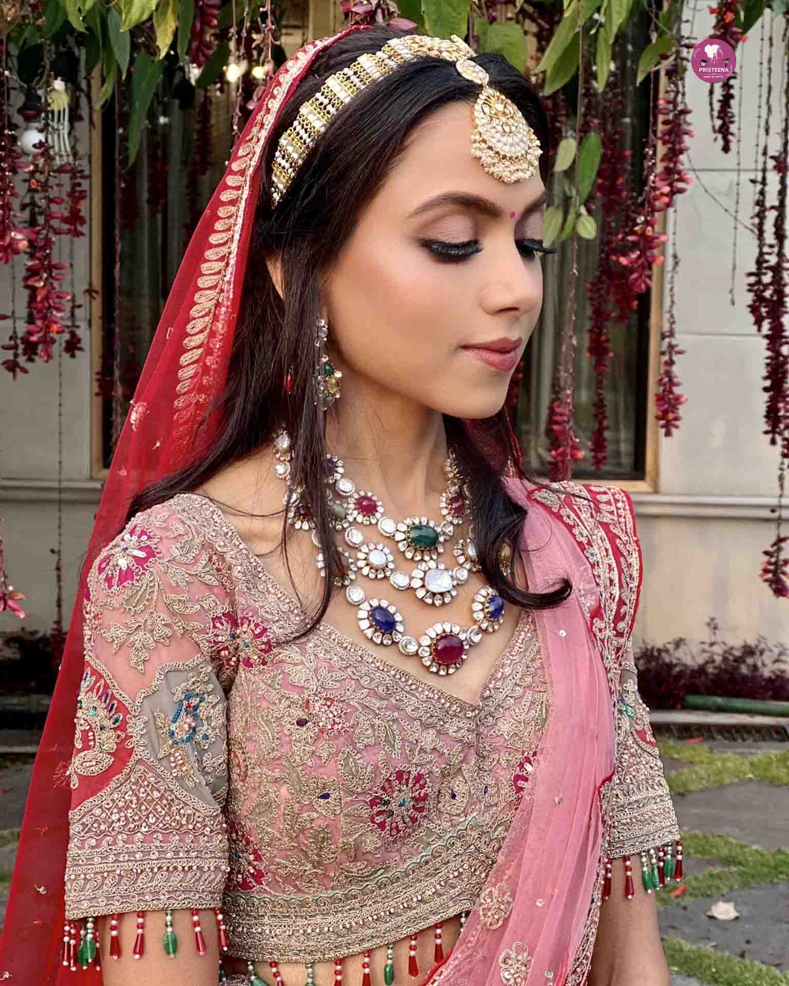 Bride with elegant makeup in Ajman, ready for her wedding day