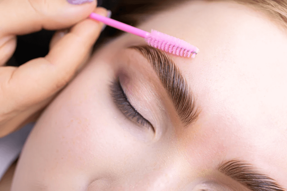 Close-up of perfectly shaped and groomed eyebrows.
