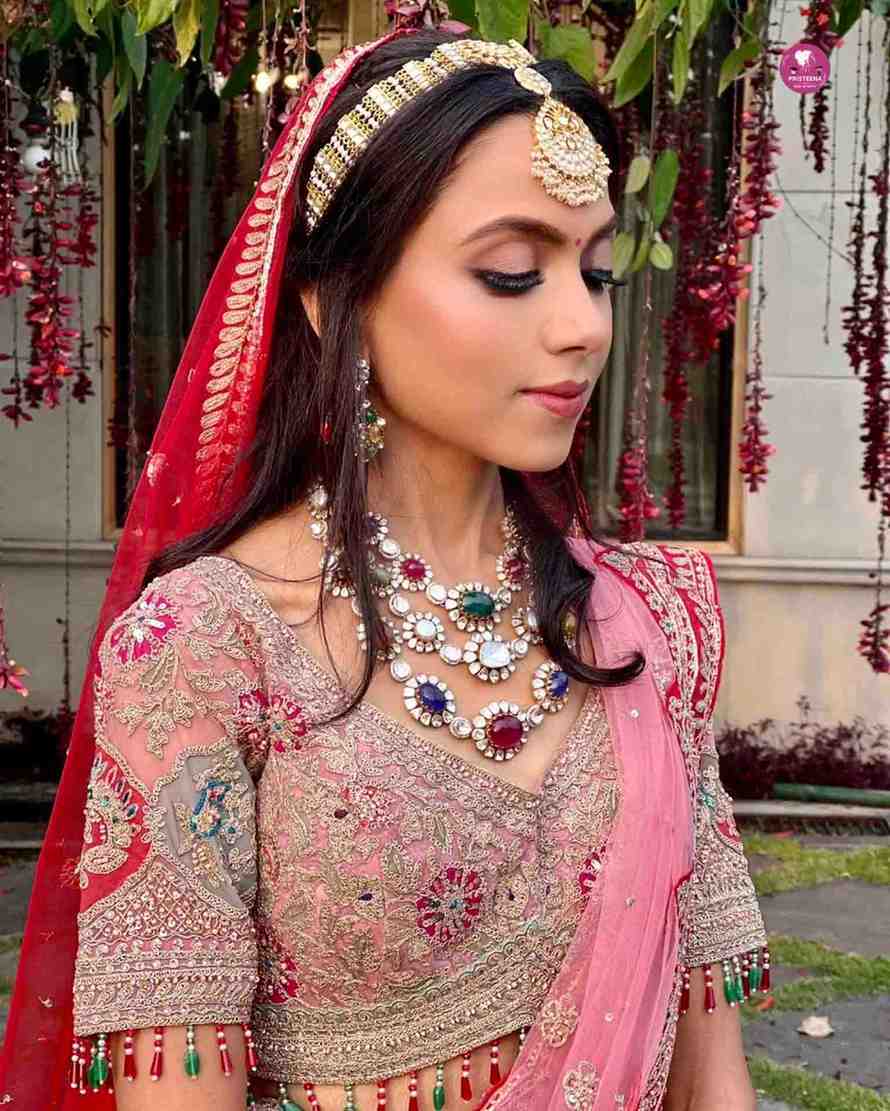 Bride with elegant makeup in Ajman, ready for her wedding day